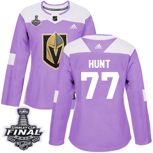 Adidas Golden Knights #77 Brad Hunt Purple Authentic Fights Cancer 2018 Stanley Cup Final Women's Stitched NHL Jersey